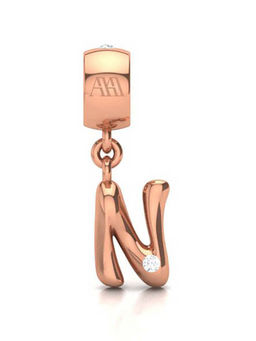 Praavy - 925 Sterling Silver Alphabet N Charm in rose gold (P19C0435)