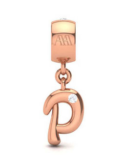 Praavy - 925 Sterling Silver Alphabet P Charm in Rose Gold (P19C0437)