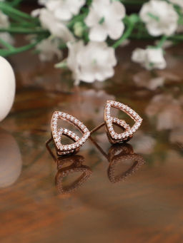 Praavy - 925 Dual Triangle Earrings platted in Rose Gold. (P19E0095)