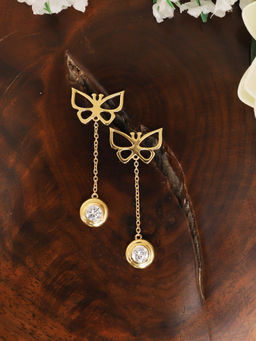 Praavy - 925 Delicate Butterfly Earrings platted in Yellow Gold. (P19E0099)
