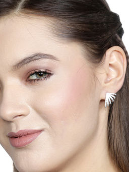 Praavy - 925 Sterling Silver Studded Mesh Huggie Hoop earrings. (P19E0111)