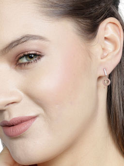 Praavy - 925 Sterling Silver I've Fallen for You Earrings platted in Rose Gold. (P19E0135)