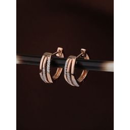 Praavy - 925 Sterling Silver Mini Studded Hoop Earrings platted in Rose Gold (P19E0136)