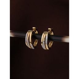 Praavy - 925 Sterling Silver Mini Studded Hoop Earrings platted in Gold (P19E0136)