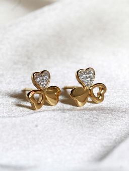 Praavy - 925 Sterling Silver Trio of Heart Earrings platted in Yellow Gold. (P19E0154)