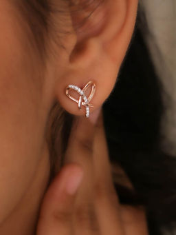 Praavy - 925 Sterling Silver Clustered Heart Earrings platted in Rose gold. (P19E0155)