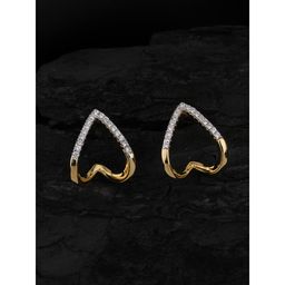 Praavy - 925 Sterling Silver Simple Heart Huggie Hoop Earrings platted in Yellow Gold (P19E0162)