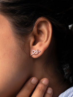 Praavy - 925 Sterling Silver The Love Knot Earrings In Rosegold - P20E0014