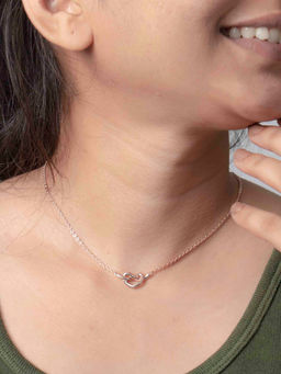 Praavy - 925 Sterling Silver Love Knot Necklace Plated In Rose Gold - P20N0004 (45)