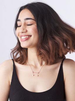 Praavy - 925 Sterling Silver Imperfect Balance Heart Necklace In Rose Gold - P20N0009 (45)