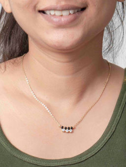 Praavy - 925 Sterling Silver Knotted Bar Necklacedrops Of Shine Necklace In Yellow Gold- P20N0037 (45)