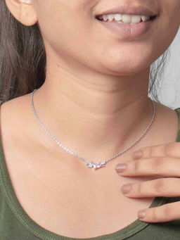 Praavy - 925 Sterling Silver A Life That Dazzles Necklace With Pink Stone- P20N0046 (45)