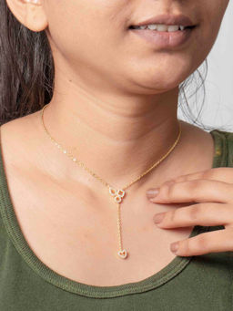 Praavy - 925 Sterling Silver Shine Bright Studded Lariat In Gold - P20N0055 (45)