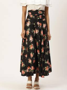 Trend Arrest - Black Rose Printed Palazzo