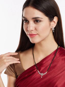 PANASH - Gold-Plated Stone-Studded Mangalsutra Earrings Set