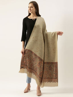 Pashmoda - Women Beige Kaani Woven Design Shawl