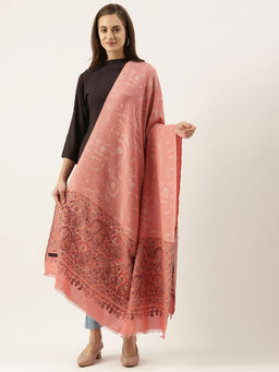 Pashmoda - Women Peach Kaani Woven Design Shawl
