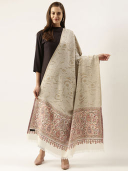 Pashmoda - Women White Kaani Woven Design Shawl