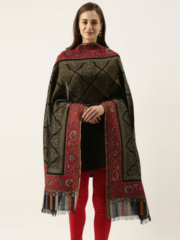 Pashmoda - Women Black Kaani Woven Design Shawl