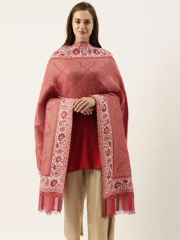 Pashmoda - Women Pink Kaani Woven Design Shawl