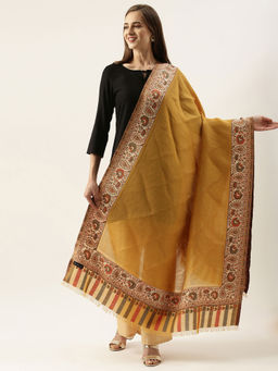 Pashmoda - Women Yellow Kaani Woven Design Shawl