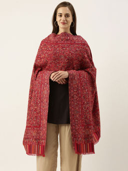 Pashmoda - Women Red Kaani Woven Design Shawl