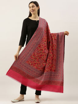 Pashmoda - Women Pink Woven Design Jamawar Shawl