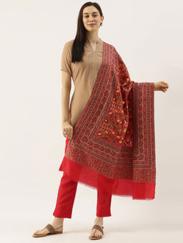 Pashmoda - Women Red Woven Design Jamawar Shawl