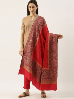 Pashmoda - Women Red Woven Design Jamawar Shawl