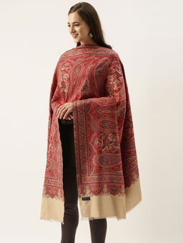 Pashmoda - Women Red Woven Design Jamawar Shawl