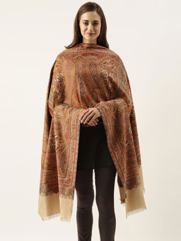 Pashmoda - Women Yellow Woven Design Jamawar Shawl