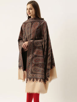 Pashmoda - Women Black Woven Design Jamawar Shawl