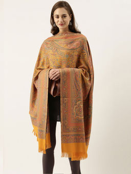 Pashmoda - Women Yellow Woven Design Jamawar Shawl