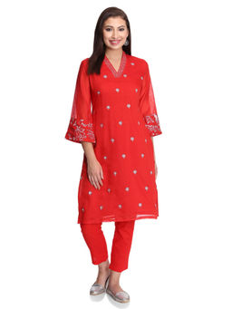 Biba - Red Floral Kurta