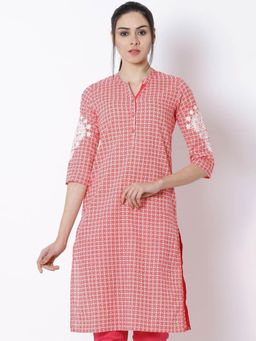 Rangriti - Coral Cotton Straight Kurta