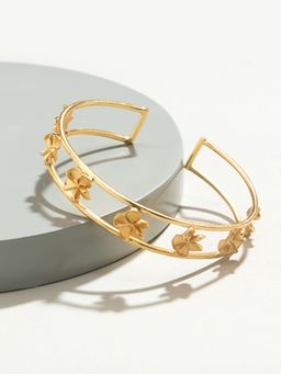 Pipa Bella by Nykaa Fashion - Gold-Toned Adjustable Dazzling Floral Cuff Bracelet