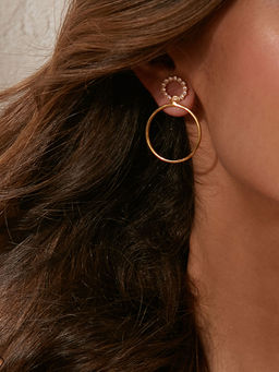 Pipa Bella by Nykaa Fashion - White And Gold Ear Jacket Earrings