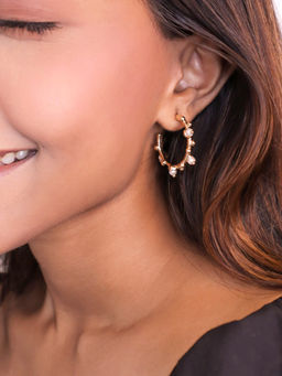 Pipa Bella by Nykaa Fashion - Gold Pearl Studded Hoops
