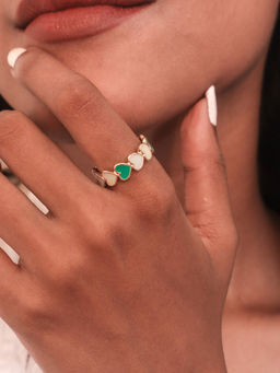 Pipa Bella by Nykaa Fashion - Shades Of Green Enamel Heart Ring