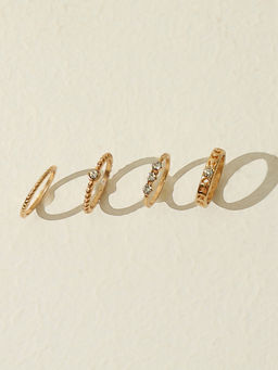 Pipa Bella by Nykaa Fashion - Set Of 4 Embellished Gold Rings