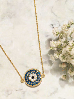 Pipa Bella by Nykaa Fashion - Minimal Gold Plated Evil Eye CZ Studded Necklace