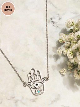 Pipa Bella by Nykaa Fashion - 925 Sterling Silver Cubic Zirconia Aslan Evil Eye Necklace