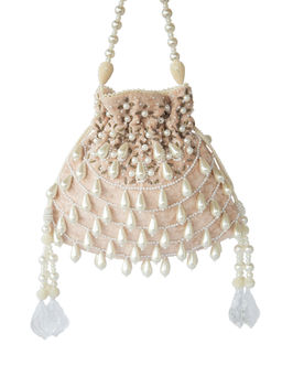 Adora By Ankita - Peach Velvet Tear Drop Bag