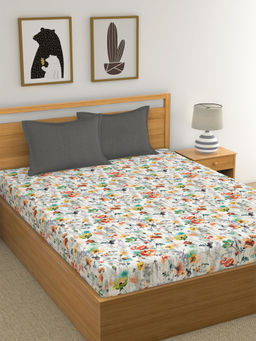 GM - Floral 180 TC Cotton Bedsheet with 2 Pillow Covers (Set of 3)