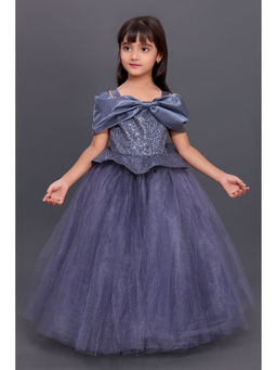 Pink Chick - Offshoulder Sequins Bow Gown -Grey