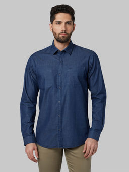 Park Avenue - Dark Blue Solid Casual Shirt