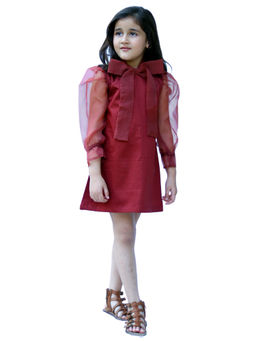 PICCOLO - Maroon Solid Mini Dress