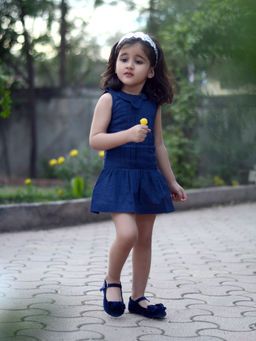 PICCOLO - Navy Blue Solid Mini Dress