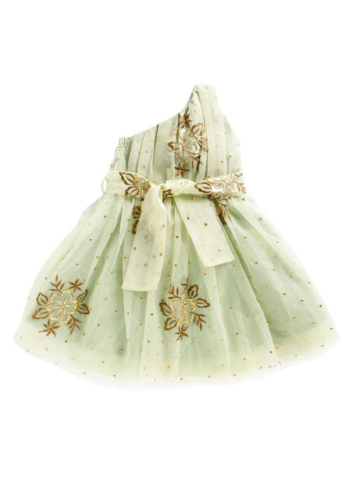 Buy Piccolo Green Floral One Shoulder Dress Online