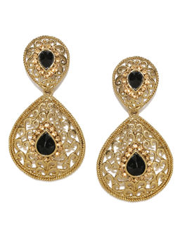 Fida - Gold Stone-Studded Drop Earrings